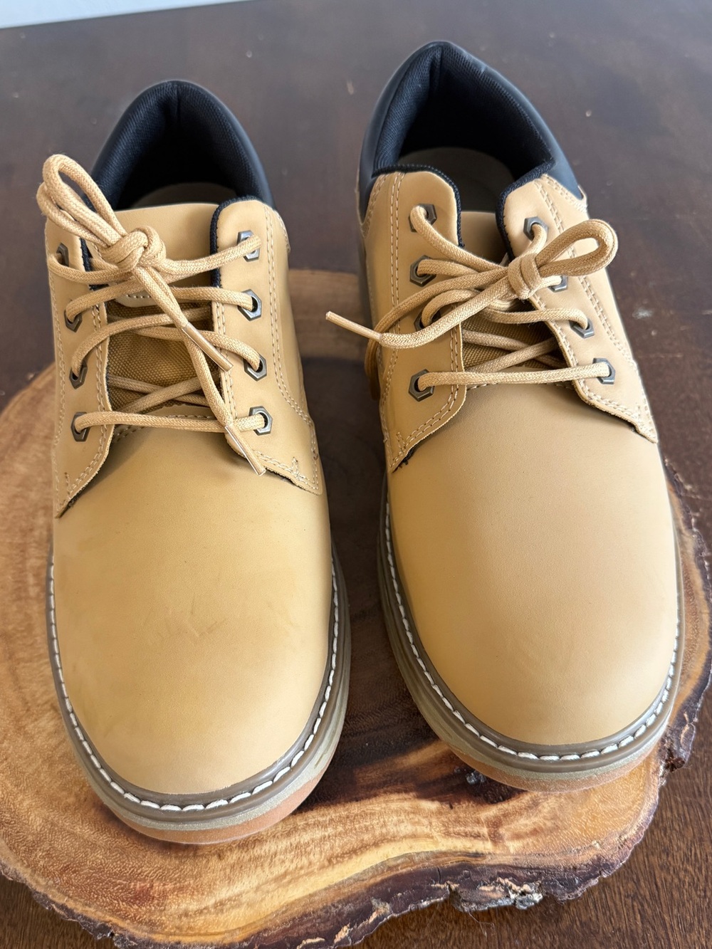 George Men's Lace-Up Oxfords in Tan and Black Size 10.5 Boots - Picture 3 of 8